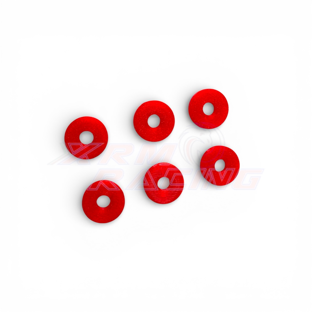 PD1 RUBBER WASHER. 6MM WHOLE RED (PACK OF 6)